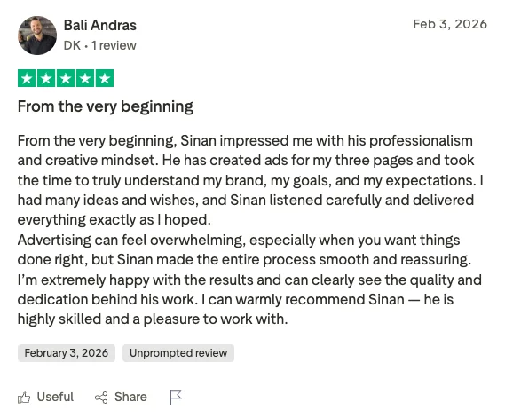Trustpilot review from Bali Andras