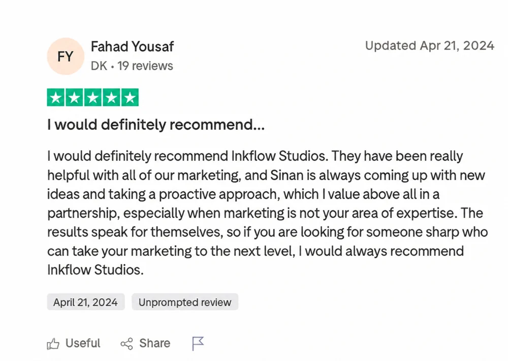 Trustpilot review from Fahad Yousaf