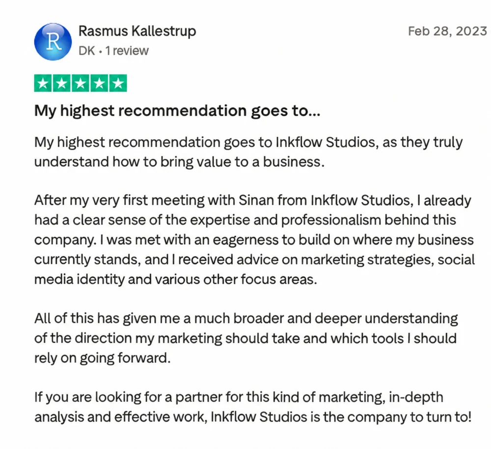 Trustpilot review from Rasmus Kallestrup